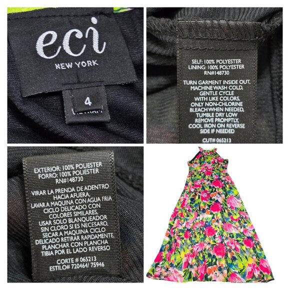 ECI New York Womens Multicolor Floral Halter Maxi Dress Sleeveless Size 4 NWT - Picture 8 of 11